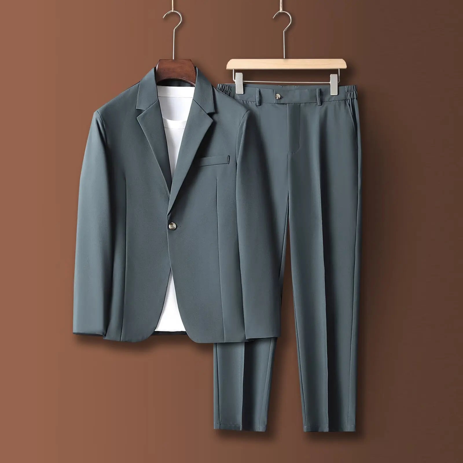 Chaqueta de traje informal para hombre, estilo coreano, holgada, a la moda, con un solo pecho y hombros, primavera y otoño, elegante
