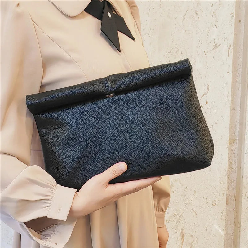 Bolsos de mano informales para mujer, bolsos de noche de cuero PU suave, bolso tipo sobre para fiesta, bolso para teléfono y portátil, Bolso de mano