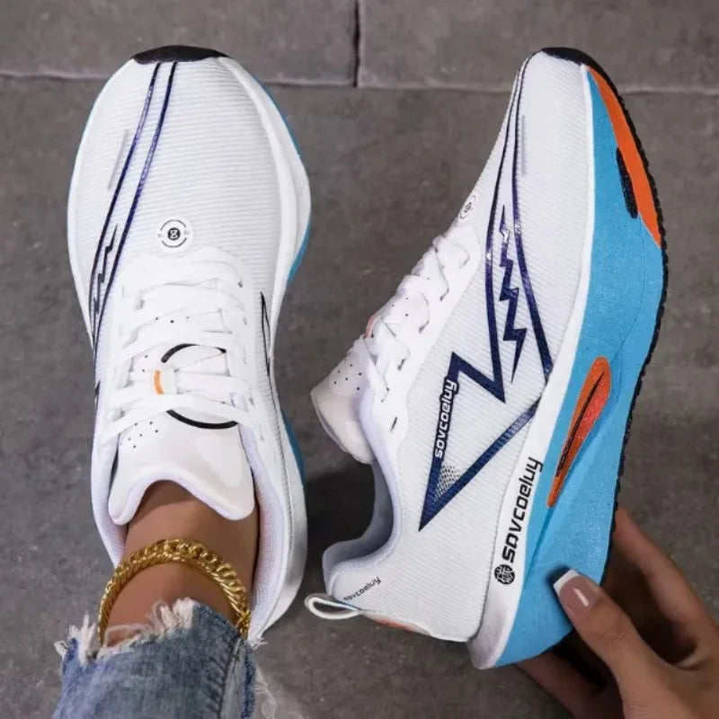 Zapatillas de running con amortiguación tecnológica y placa de carbono para mujer, zapatillas de running para maratón a juego para parejas, deportivas informales