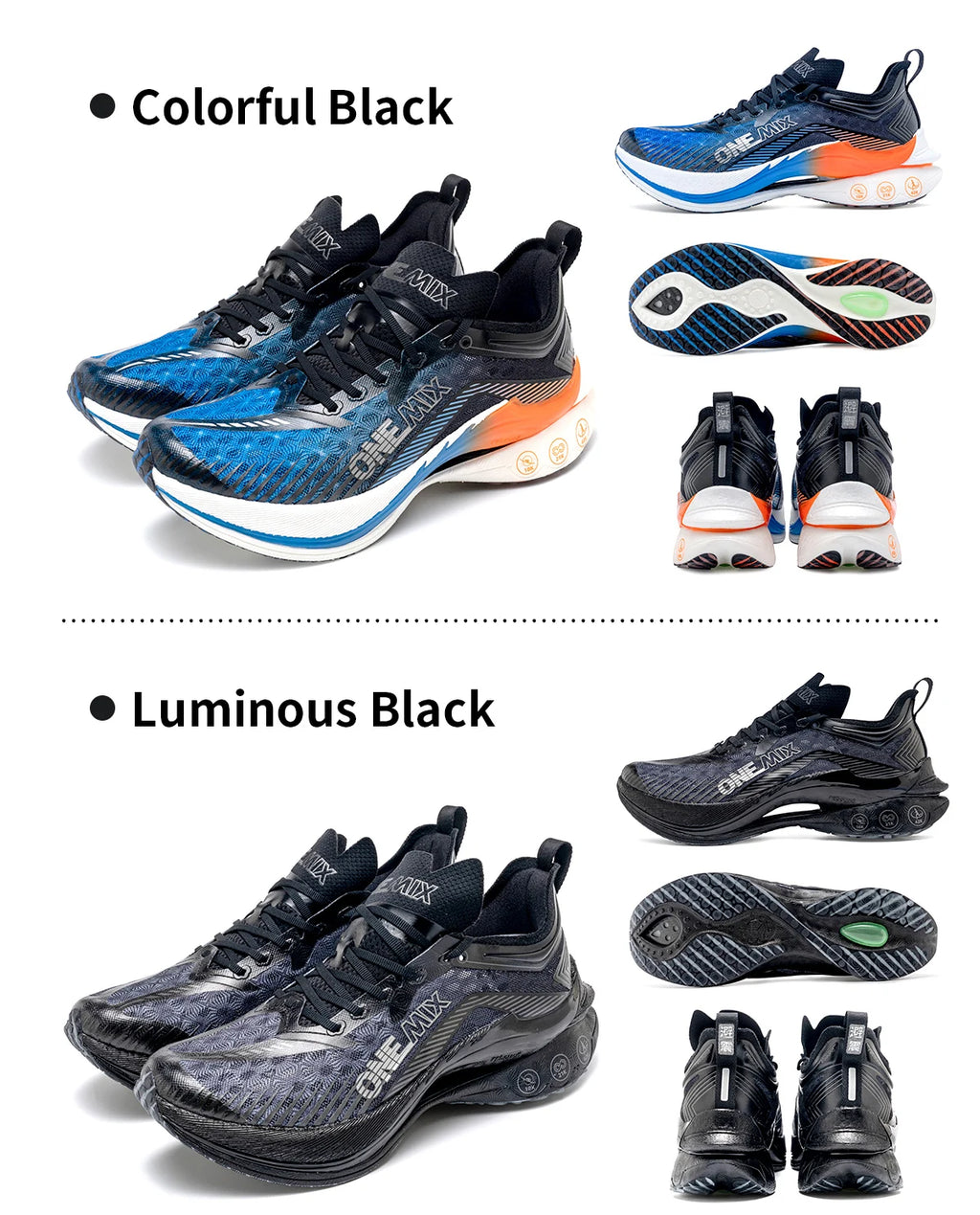 ONEMIX Trail Racing zapatillas para correr cojín malla transpirable estable usable placa de carbono al aire libre maratón deporte entrenamiento zapatillas