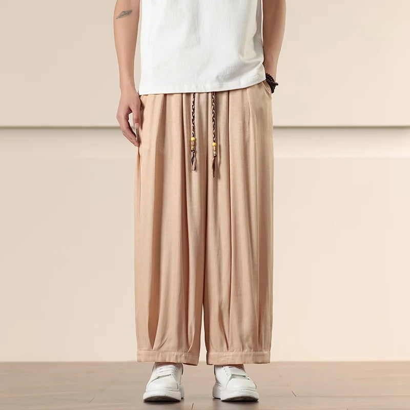 Pantalones Anchos Holgados de Hombre Estilo Chino para Primavera 2026, Pantalones Harem Casuales de Nueve Puntos para Hombre, Joggers Hip Hop de Otoño