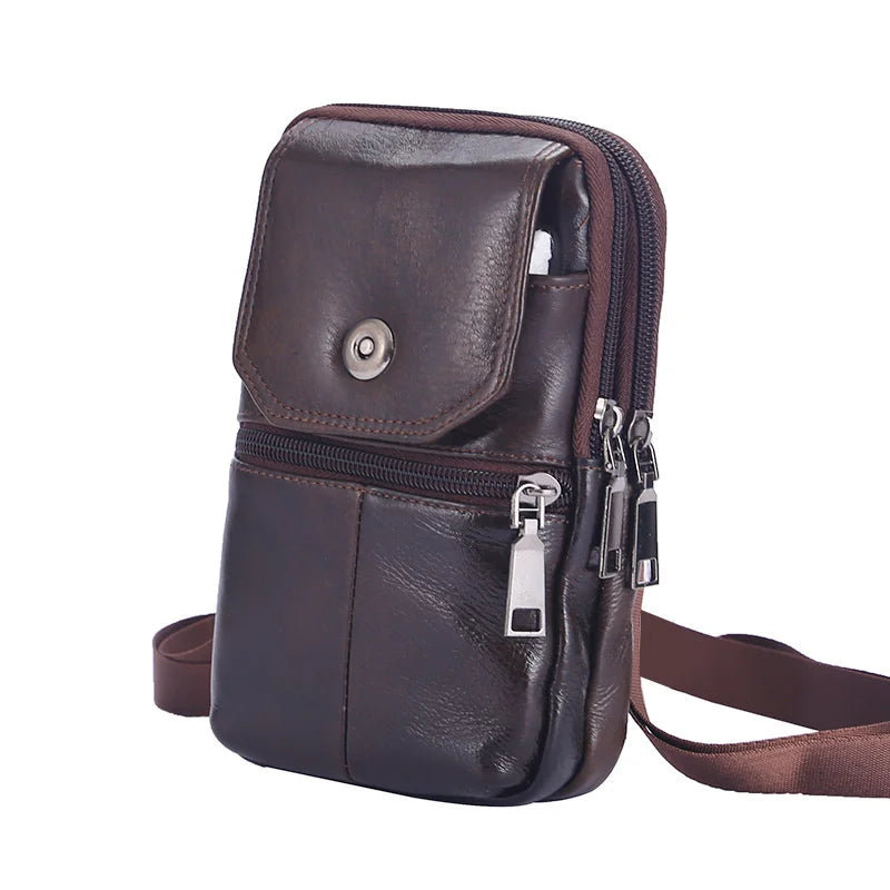 Bolso cruzado de cuero Vintage ligero para hombre, bolsa de mensajero pequeña para almacenamiento de teléfono y pasaporte, 1 ud.