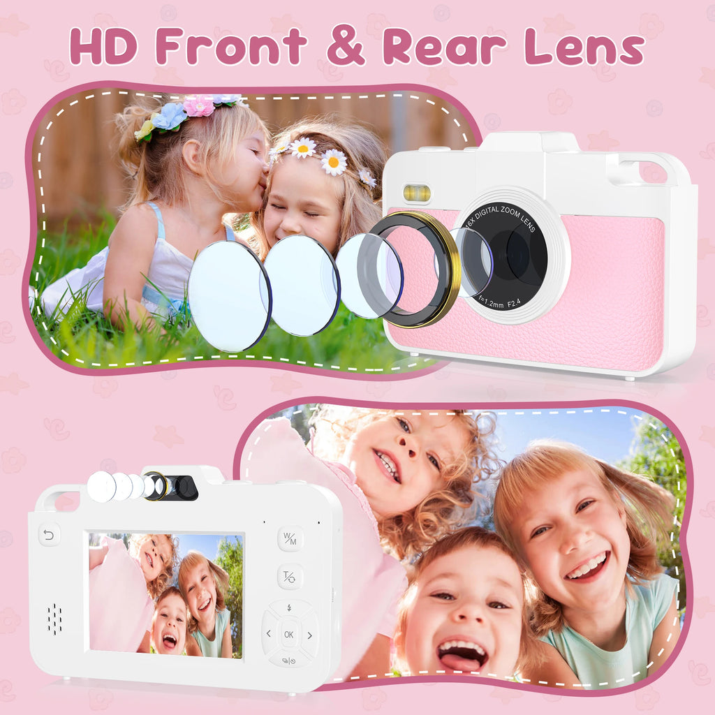 Cámara Digital para Niños 48MP – Doble Lente, Video 1080P, Zoom 16x, Juegos, Batería 600mAh