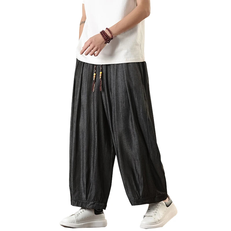 Pantalones Anchos Holgados de Hombre Estilo Chino para Primavera 2026, Pantalones Harem Casuales de Nueve Puntos para Hombre, Joggers Hip Hop de Otoño