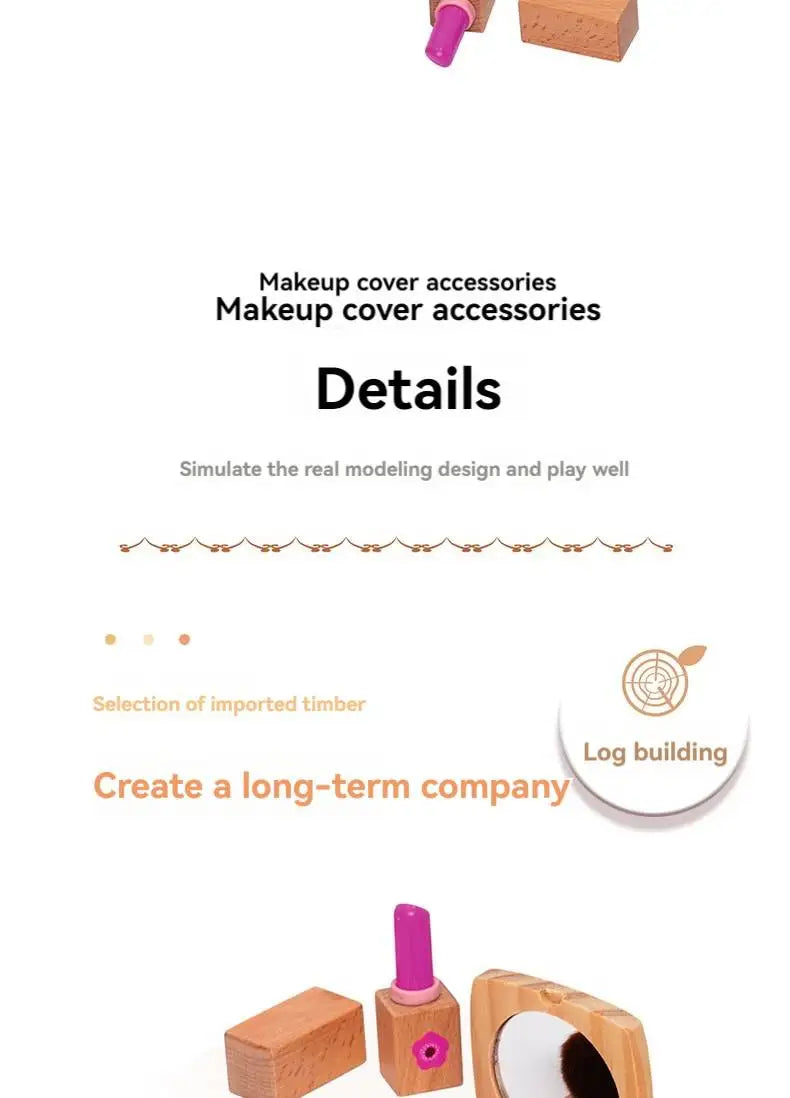 Juguete de Maquillaje de Imitación para Niñas, Set de Maquillaje de Madera para Jugar a Disfrazarse, Regalo con Bolsa de Maquillaje