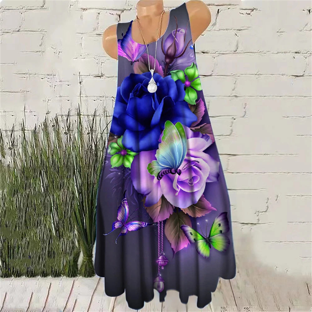 Vestidos Mini de Mujer con Estampado Tie-Dye, Vestidos de Verano sin Mangas con Estampado 3D, Estilo Vintage, Vestido Casual para Damas, Talla Grande 3XL