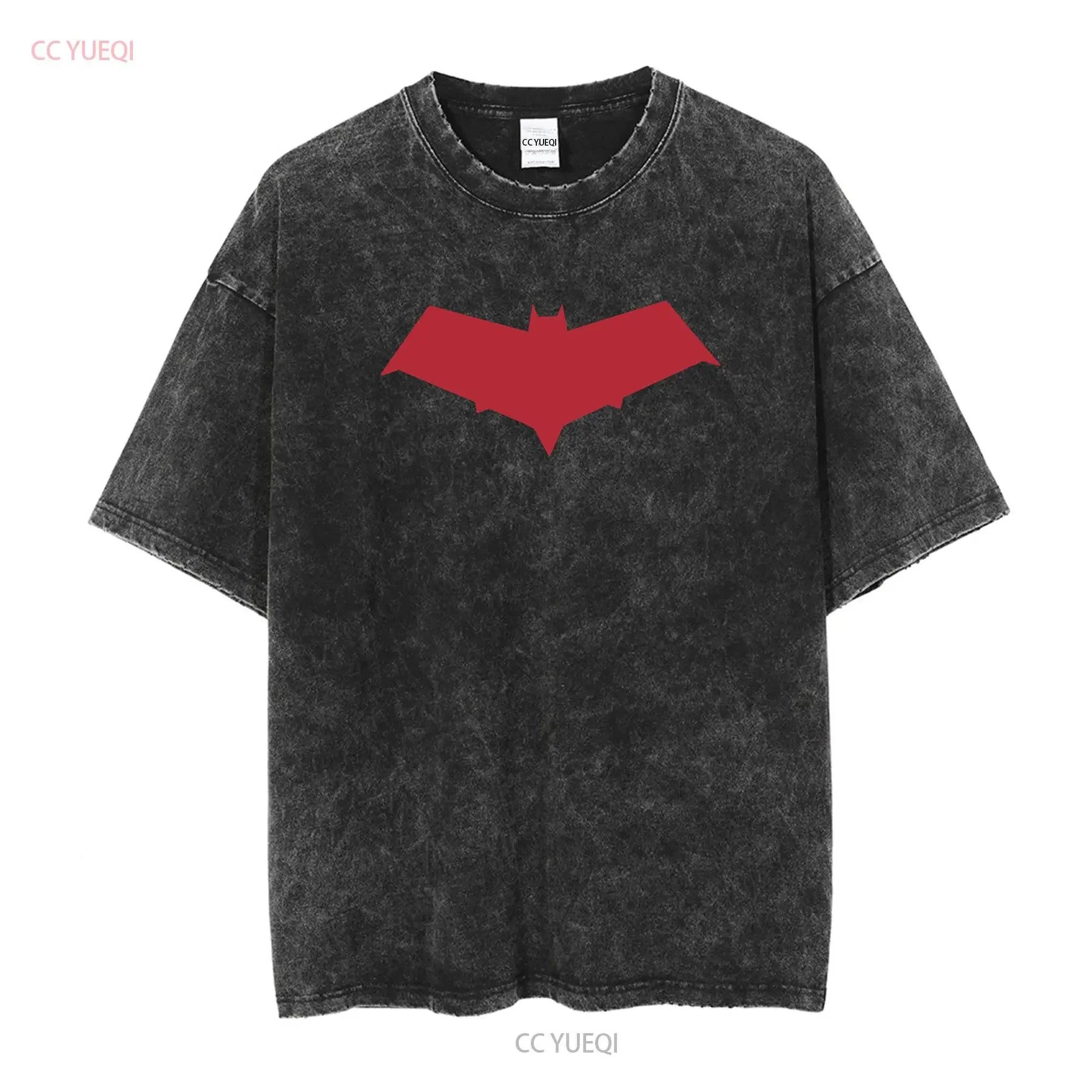 Camiseta con símbolo de capucha roja Jason Todd, camiseta negra de manga larga o corta, vintage, lavada, Unisex, moda para hombre, informal ligeramente transpirable