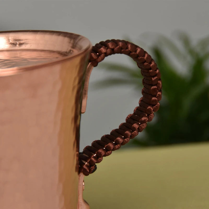 Taza de café y tapa de cerveza de cobre puro, taza de leche con disco, mango tejido Retro hecho a mano, vasos para beber de 350ml, regalos para parejas