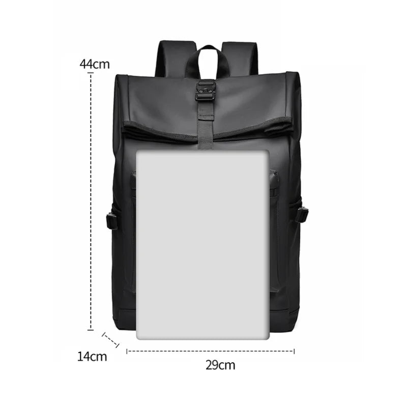 Mochila de gran capacidad: elegante bolso de viaje y viajero negro sólido con correas ajustables, múltiples compartimentos, mochila de viaje
