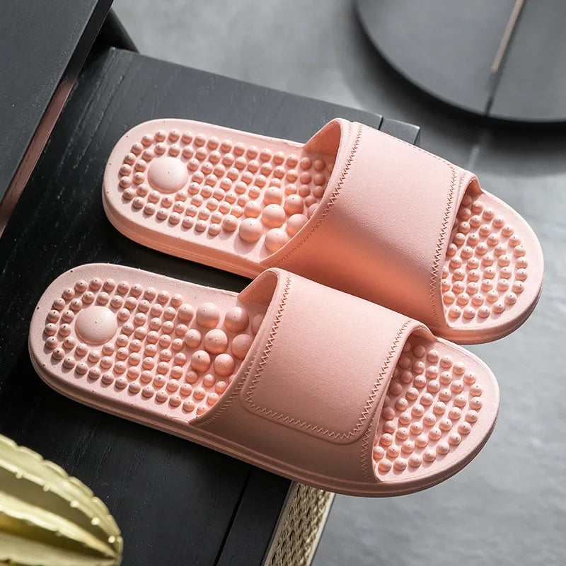 Masajeador de pies, pantuflas para aliviar la tensión, suaves, antideslizantes, zapatos de masaje de acupuntura, herramientas de reflexología para pies, para interiores.