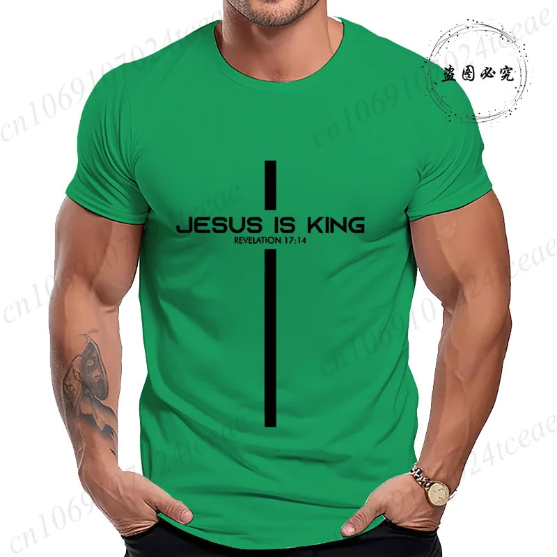 Camiseta para hombre con estampado de Jesús es rey, camisetas gráficas Unisex, moda Harajuku, pantalón corto informal de calle, camisetas de manga Jesús es rey
