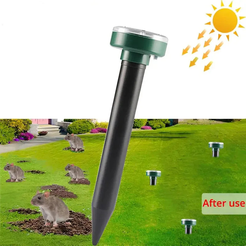 Ahuyentador Solar Ultrasónico de Roedores y Topos – IP44, LED, Pack x4