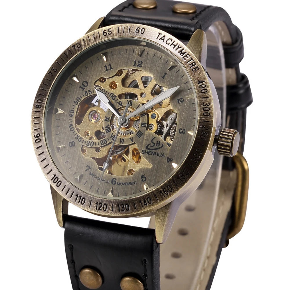 Relojes mecánicos automáticos para hombre, reloj de pulsera con esqueleto de Tourbillon, luminoso, de lujo