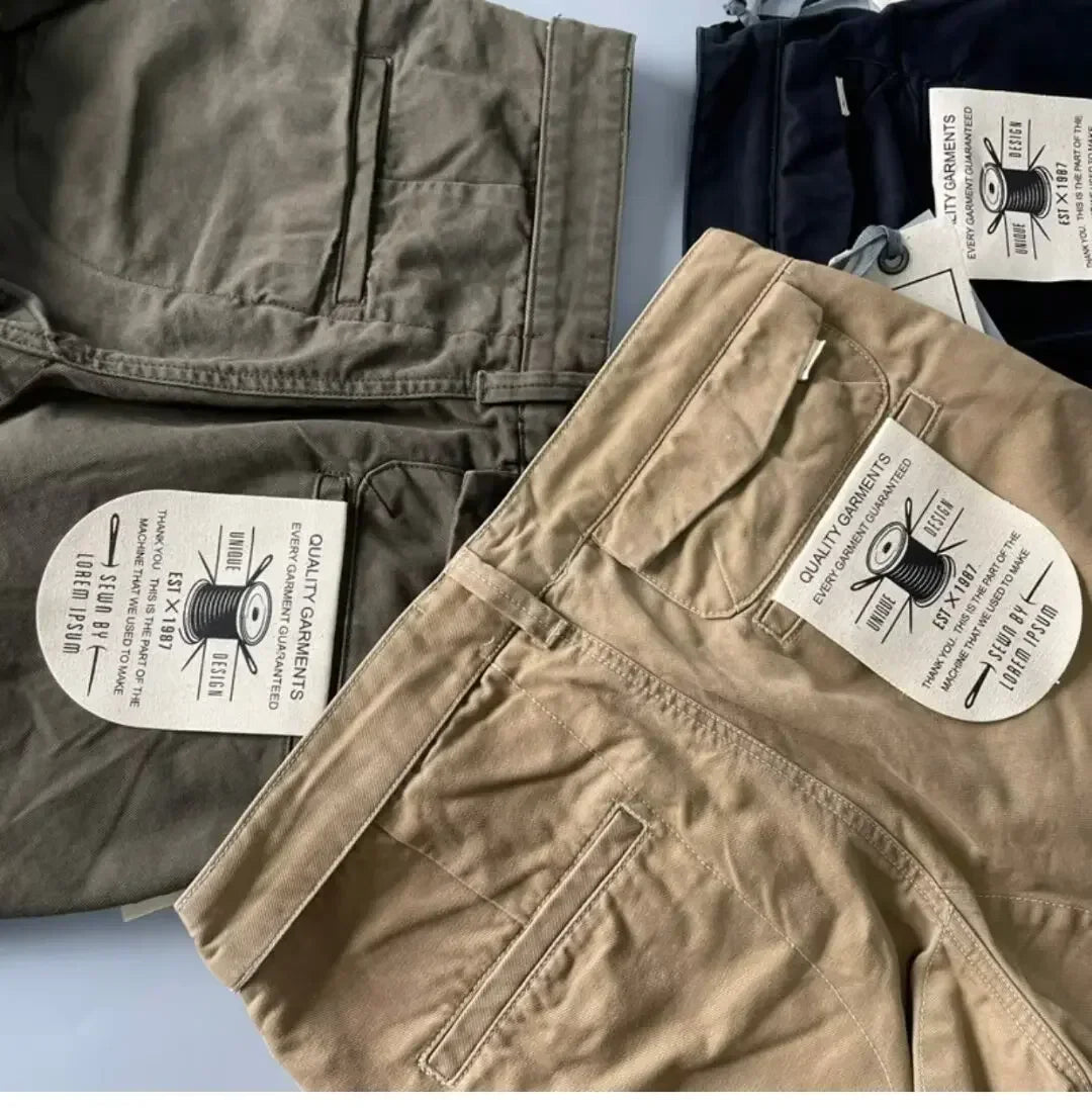 Pantalones Cargo resistentes de algodón puro de estilo americano para hombres, calzado informal de pierna recta holgada antisuciedad y antidesgaste