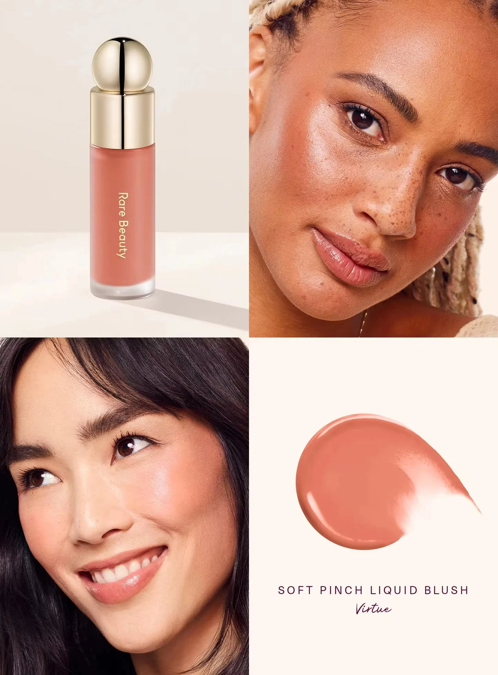 Rubor Líquido Ultra Pigmentado de Larga Duración Rare Beauty, Resistente a las Fallos, Ligero y Aireado, Worth Virtue Hope Joy Blush Makeup