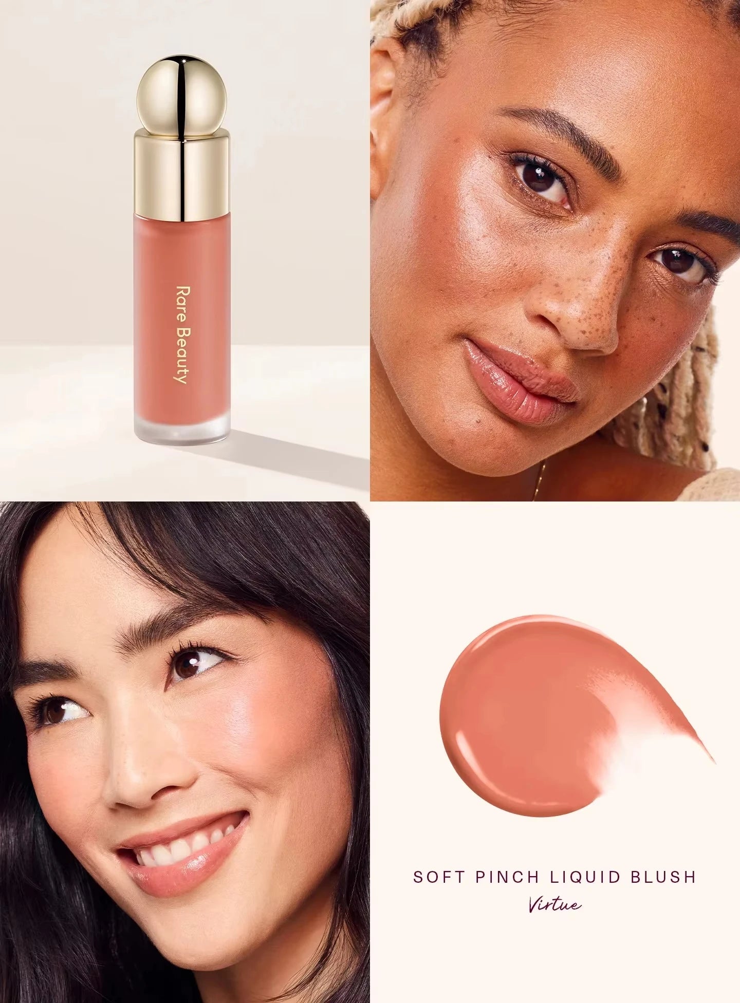 Rubor Líquido Ultra Pigmentado de Larga Duración Rare Beauty, Resistente a las Fallos, Ligero y Aireado, Worth Virtue Hope Joy Blush Makeup