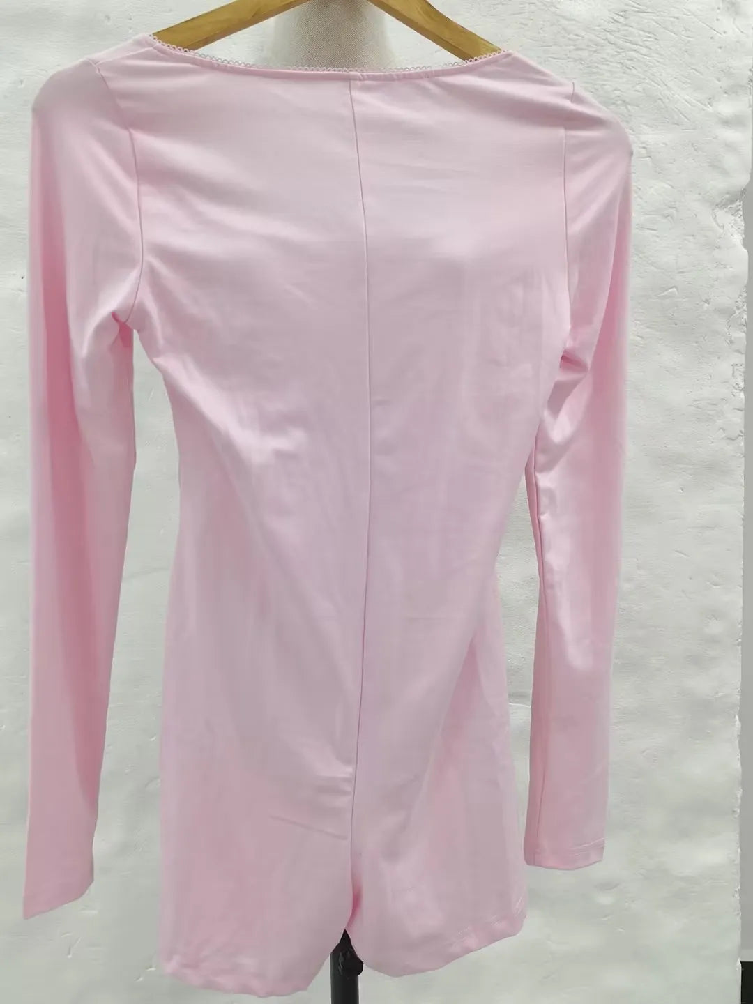 Mono Rosa Fantasía para Mujer, Mono Sexy de Manga Larga, Pantalón de Yoga, Estilo Deportivo, Mono Corto Ajustado, Ropa de Mujer