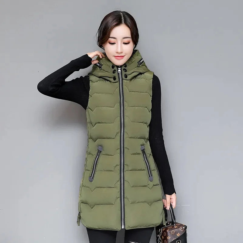 2026 chaquetas abrigo Mujer chaleco Otoño Invierno chaleco con capucha Mujer Veste Mujer Parkas largas Chaqueta Para Mujer Casaco ropa femenina