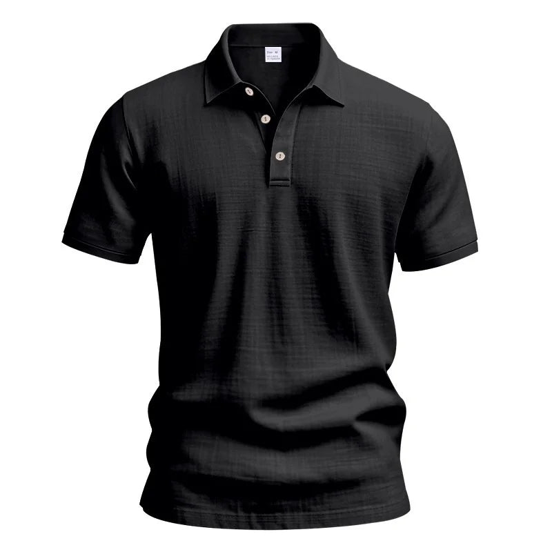 Camisa POLO de manga corta de lino y algodón de alta calidad para hombre, camisa informal holgada y cómoda, camisetas de verano con botones y cuello vuelto
