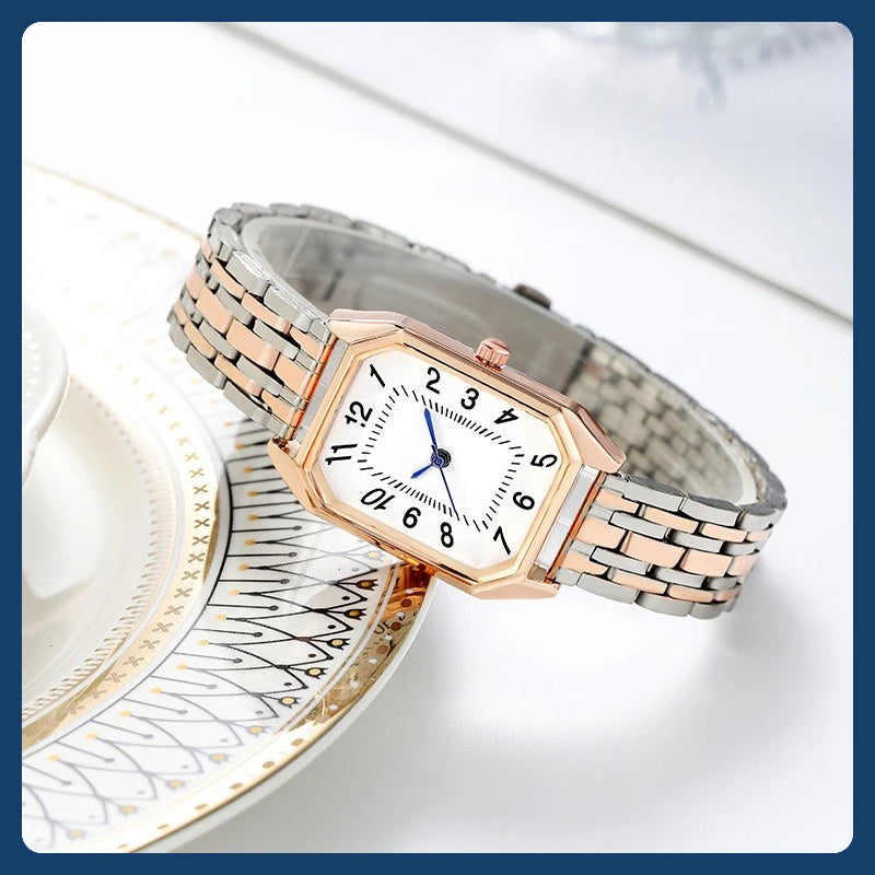 Nuevo Reloj de Pulsera de Cuarzo con Correa de Acero de Aleación a la Moda para Mujer