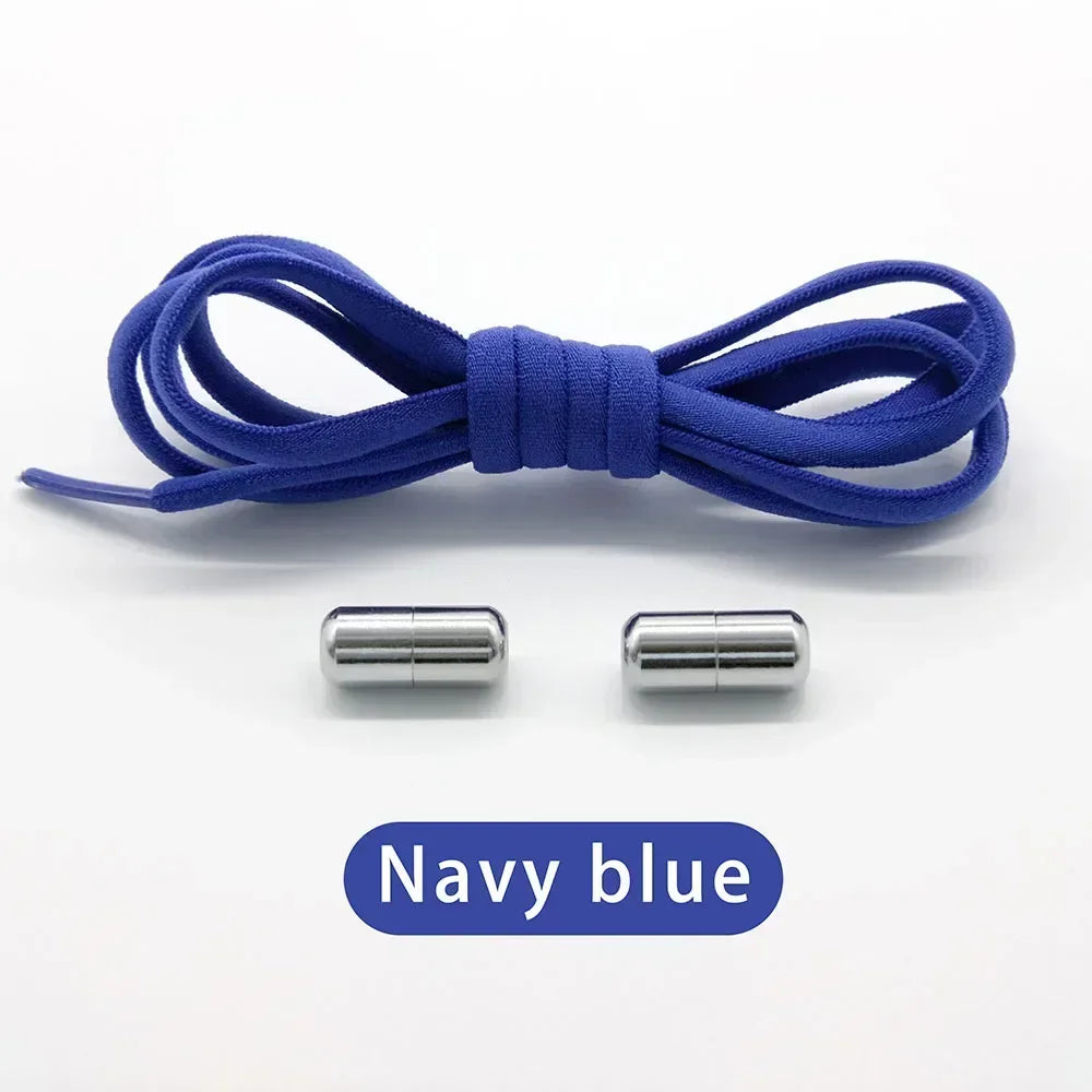 Cordones elásticos sin atar, cordones semicirculares para zapatillas de deporte para niños y adultos, cordones de bloqueo de Metal para perezosos rápidos, cuerdas para zapatos