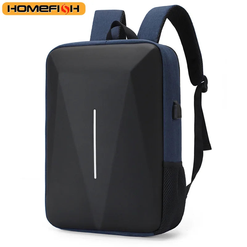 Mochila informal de carcasa dura para hombre HOMEFISH, mochila antirrobo, bolsa de viaje de alta capacidad con carga USB, bolsa de ordenador de negocios a la moda