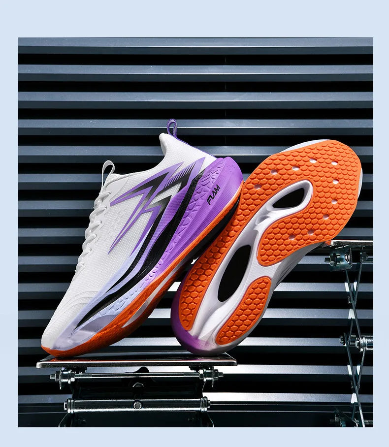Zapatillas para correr especialidad maratón hombres deportes transpirables ligeros tablero de carbono mujeres cómodas zapatillas deportivas antideslizantes