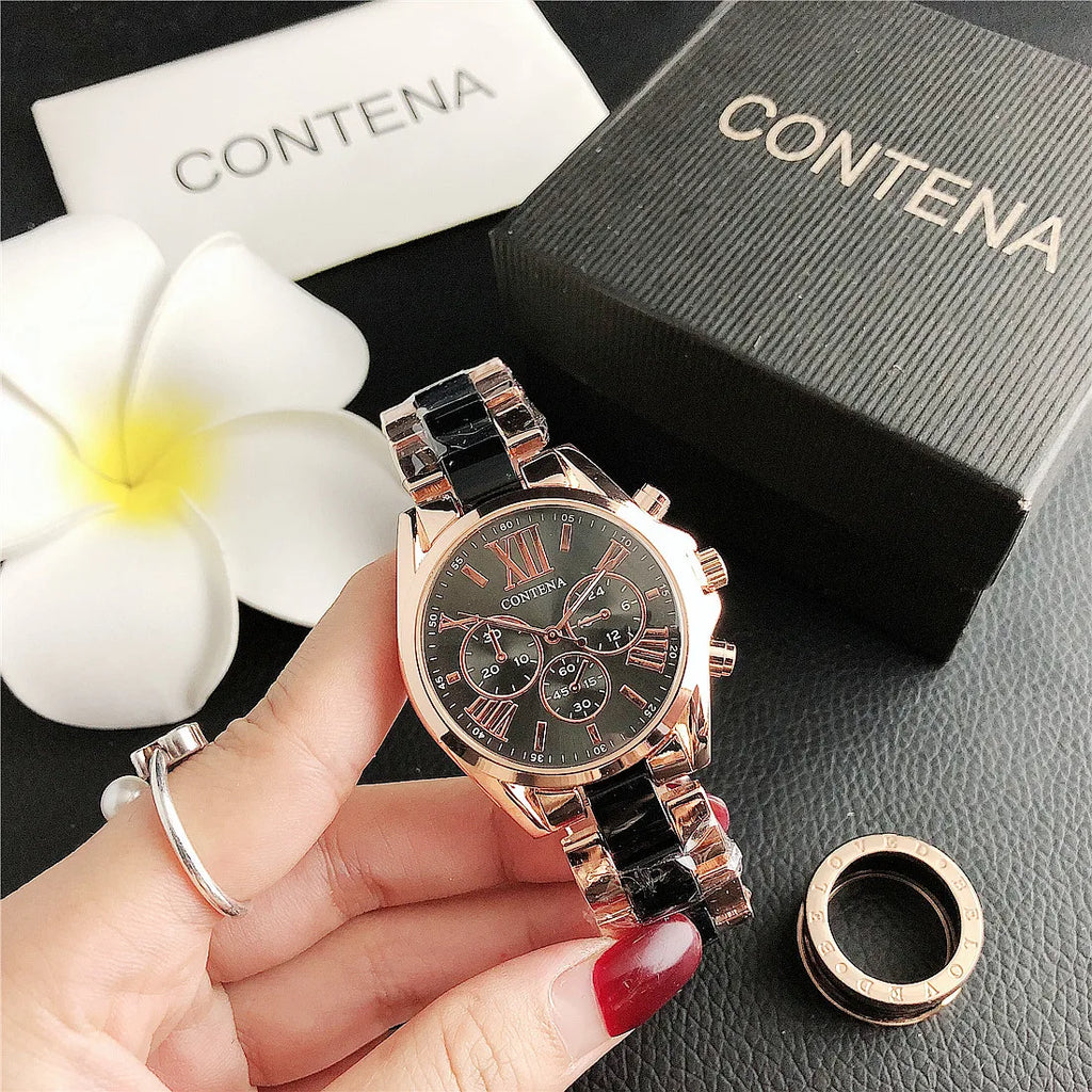 CONTENA Top Brand Luxury Watches for Women Fashion Creative Steel Bracelet Women's Watches Ladies Quartz Watch Reloj Mujer