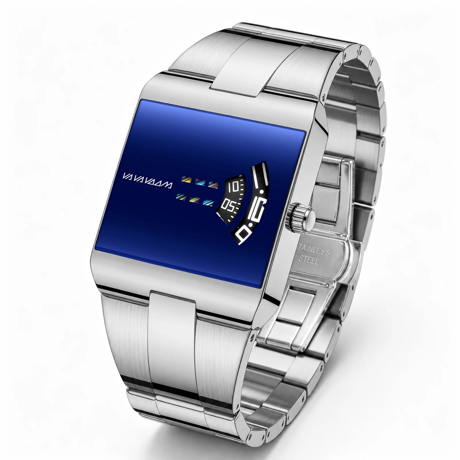 Reloj de cuarzo cuadrado clásico VA VA VOOM con esfera dorada creativa, diseño de moda para hombre, reloj de acero de superficie de gran venta para hombre.
