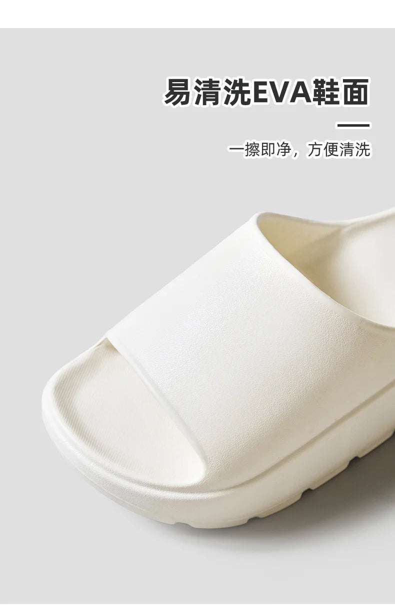 Comwarm, zapatillas de plataforma para mujer, sandalias suaves de suela gruesa de EVA, zapatillas de tacón plano de fondo alto a la moda, chanclas informales antideslizantes para casa