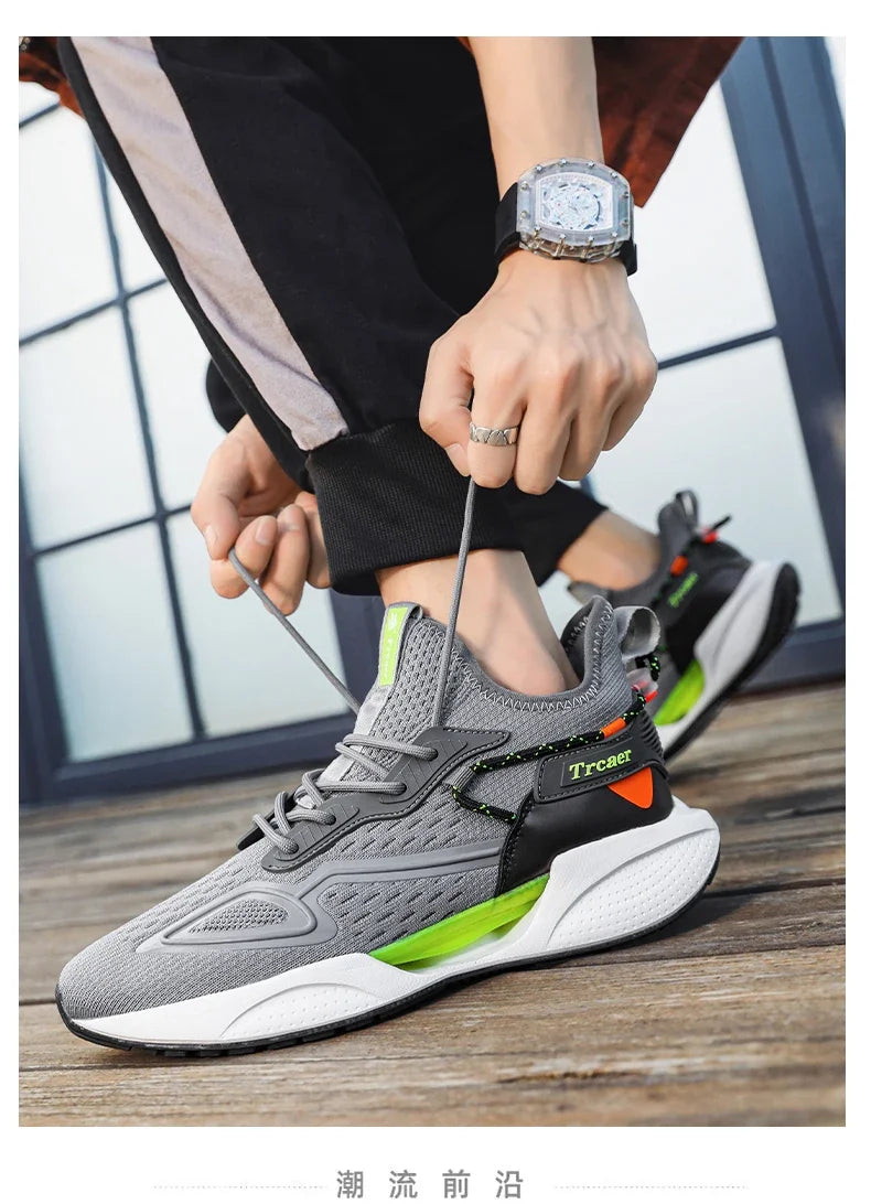 Zapatillas de deporte para hombre, zapatillas para correr de alta calidad con zapato de palomitas de maíz, cómodas zapatillas Unisex para correr, caminar, tenis informales, transpirables y ligeras