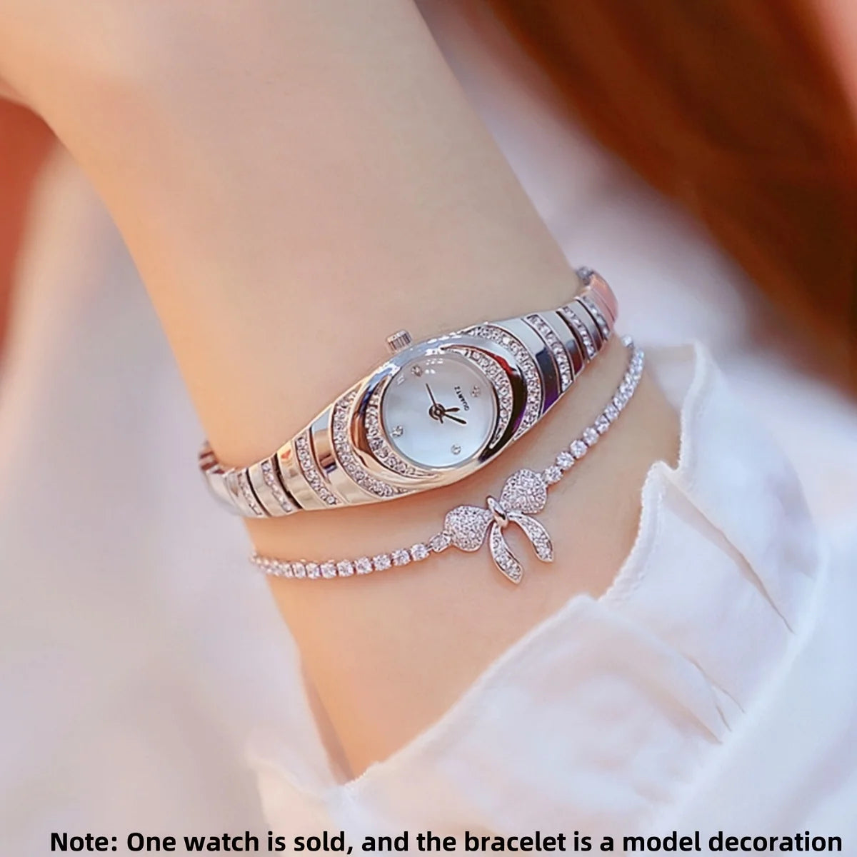 2 uds nuevo reloj de mujer simple con diamantes de imitación esfera redonda conjunto de reloj de cuarzo de aleación