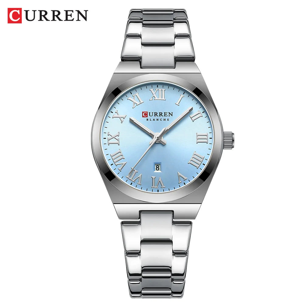 Relojes CURREN de lujo para mujer, relojes de pulsera de cuarzo de acero inoxidable informales a la moda para mujer, regalo para novia resistente al agua