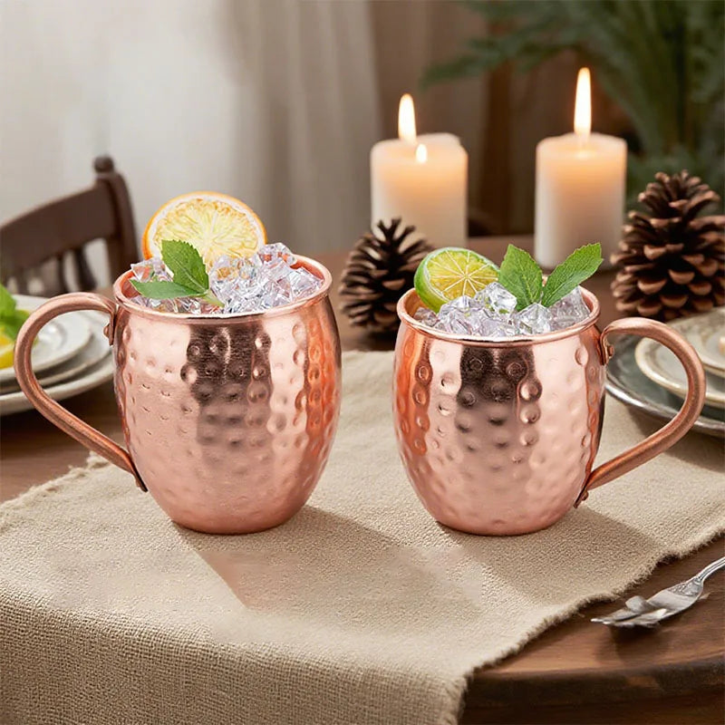 Taza Moscow Mule 100% Cobre, Tazas de Cerveza Duraderas de Cobre, Taza de Café de 350 ml, Taza de Leche, Taza de Bar de Cobre Puro, Artículos para Beber
