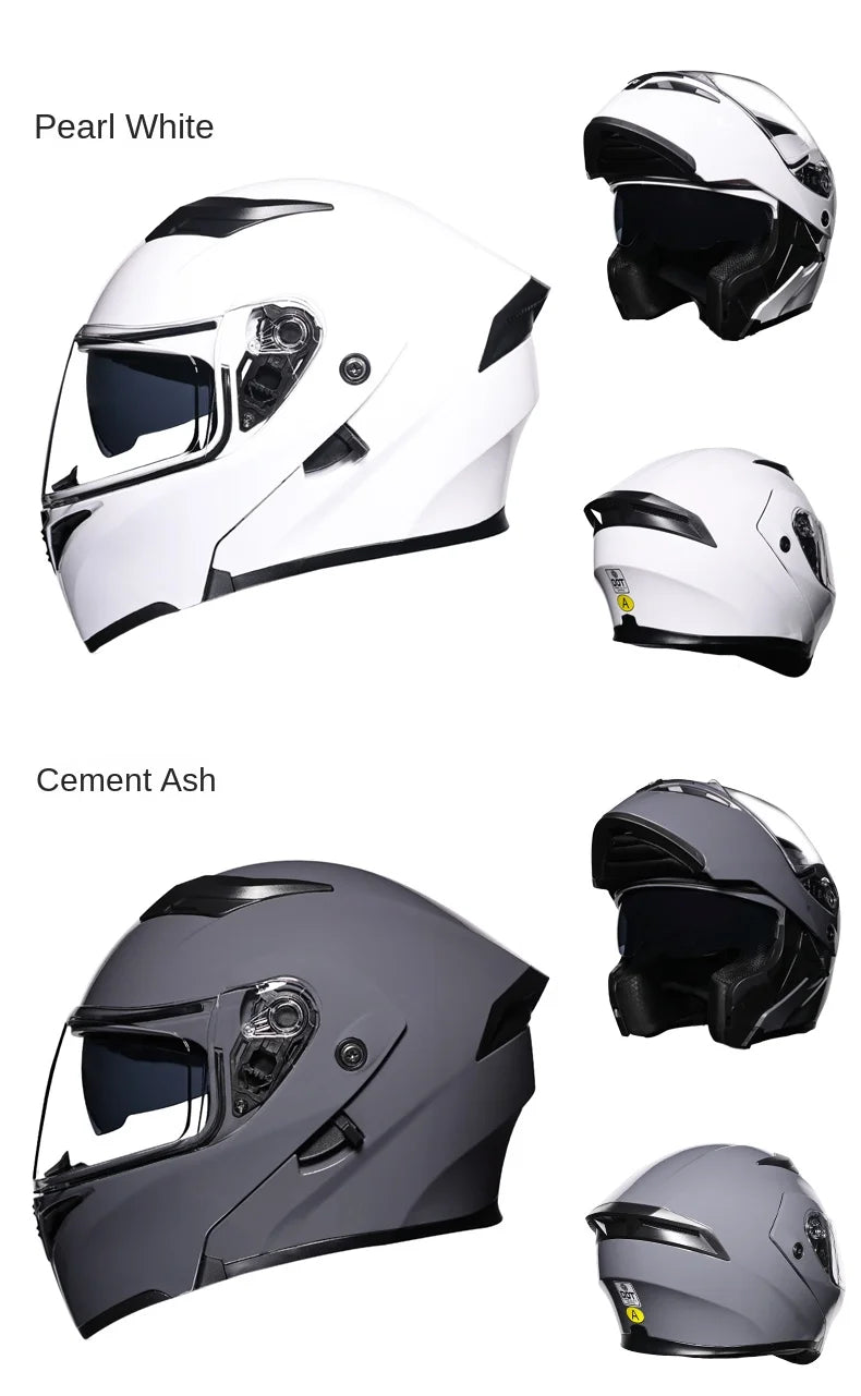 ORZ nueva calidad DOT doble lente Flip casco Abs cara completa motocicleta todoterreno casco de carreras de motos ala trasera personalizada