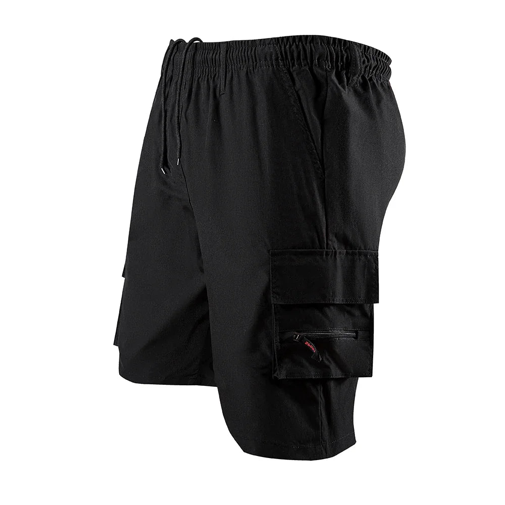 Pantalones cortos Cargo de verano para hombre, pantalones cortos informales holgados de Color sólido, pantalones cortos militares con bolsillo a la moda, pantalones deportivos para correr de camuflaje para hombre