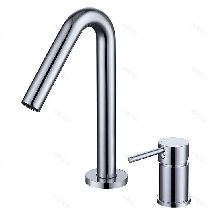 Grifo de baño de agua fría y caliente con cuerpo de cobre, juego de 2 piezas, grifo mezclador para lavabo