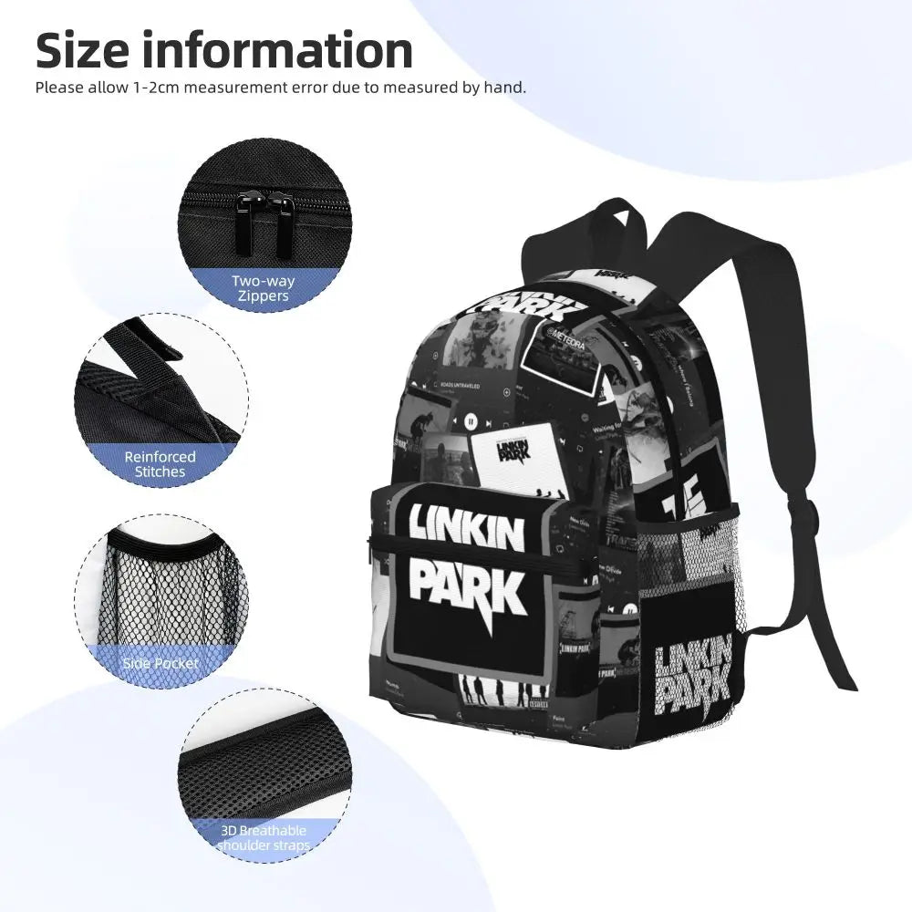 L-Linkin-S P-Park-S Band Mochila para estudiantes Mochila escolar Mochila de viaje para senderismo para niños y niñas Mochila de moda Bolsos de hombro