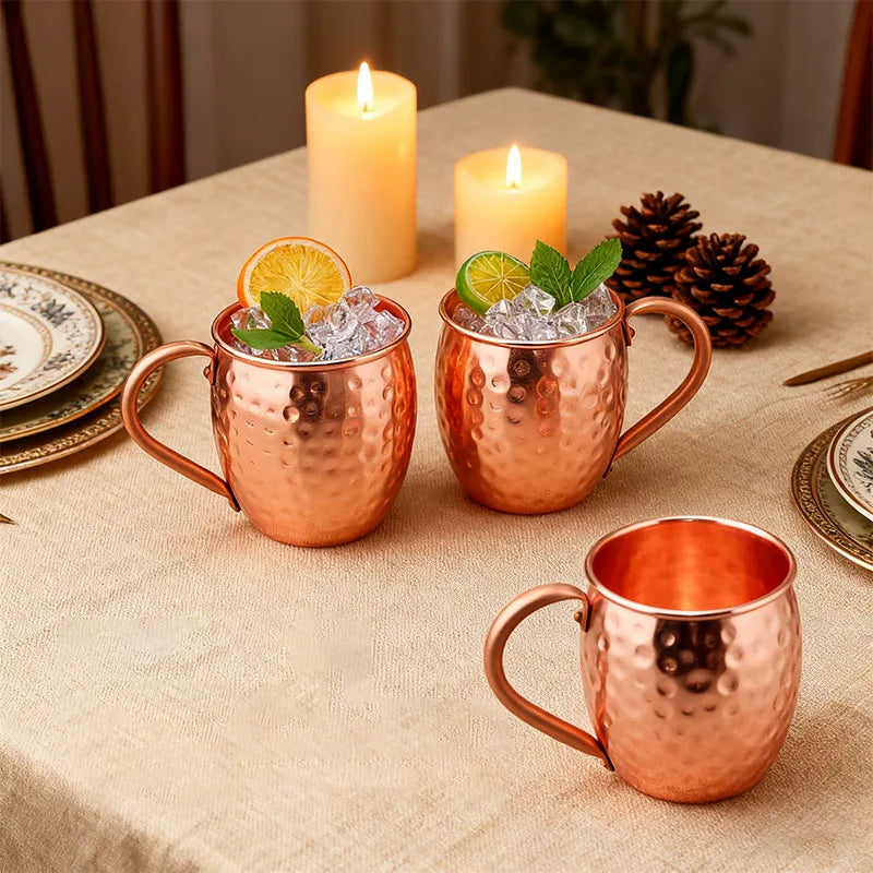 Taza Moscow Mule 100% Cobre, Tazas de Cerveza Duraderas de Cobre, Taza de Café de 350 ml, Taza de Leche, Taza de Bar de Cobre Puro, Artículos para Beber