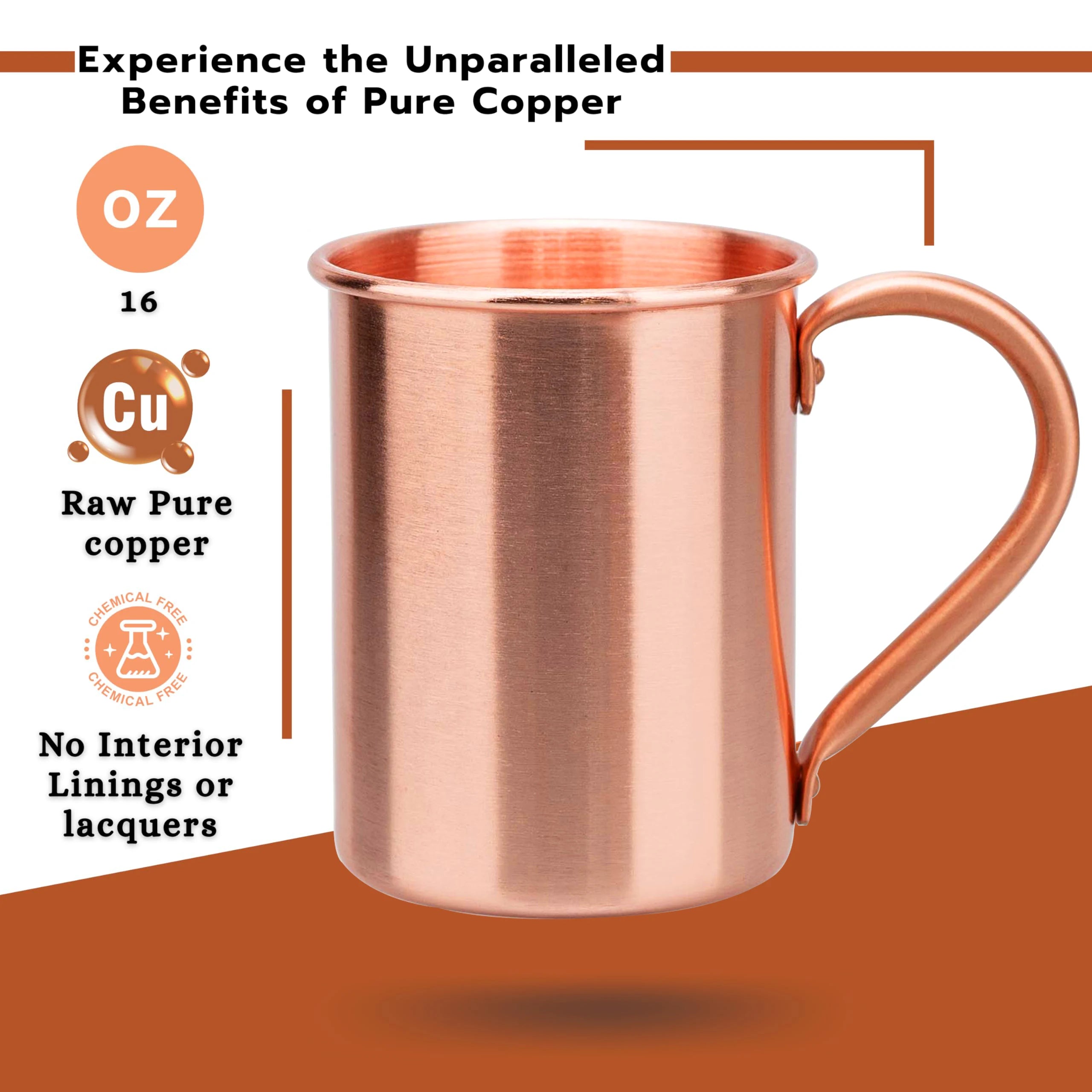 Nuevas tazas 100% cobre puro, tazas Moscow Mule de cobre puro sólido, tazas de cóctel de 400 ml, tazas para cerveza, leche y otras bebidas.
