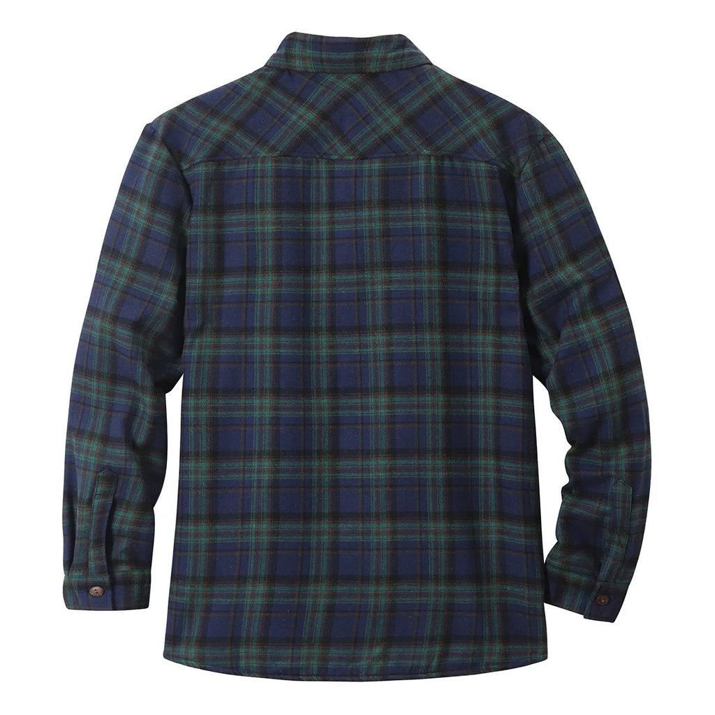 New2026 Chaqueta de lana a cuadros para hombre, Otoño Invierno, cuello vuelto, botón, camisa gruesa, chaqueta para hombre, chaqueta informal, camisas