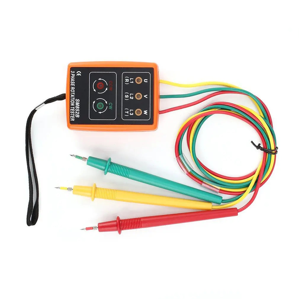 Probador de rotación de 3 fases SM852B, Detector de indicador de fase Digital, herramientas de prueba de voltaje de medidor de secuencia de fase de zumbador LED
