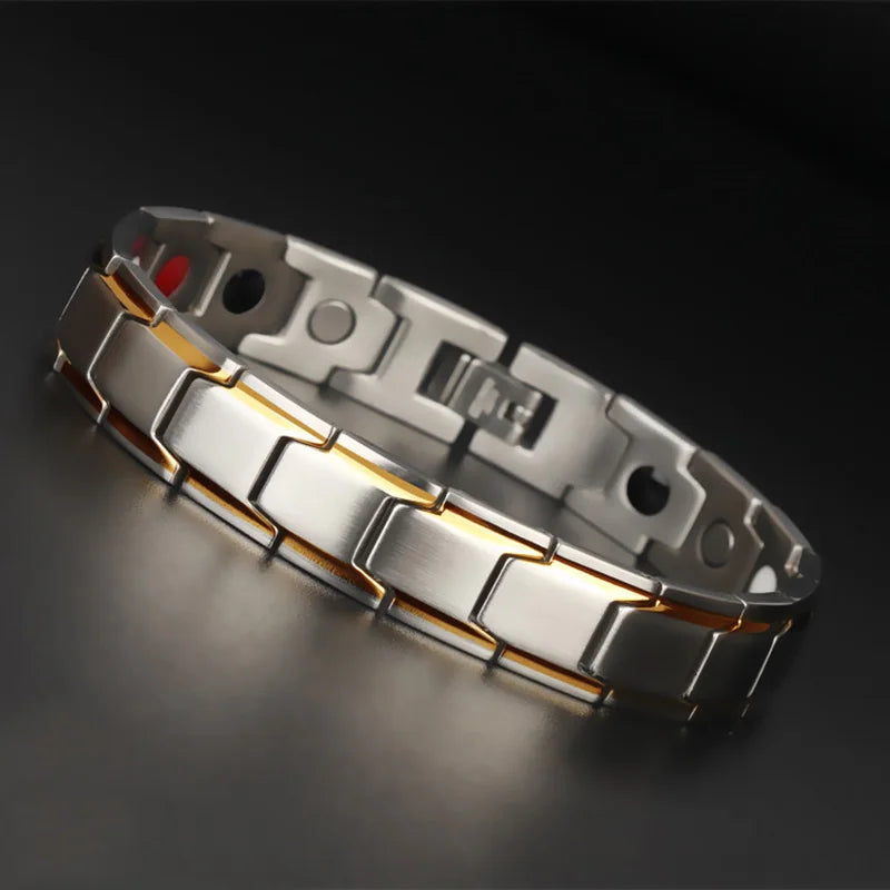 Gran oferta, pulsera de lujo a la moda para la salud, pulsera de energía para hombres, pulseras biomagnéticas antifatiga y antiradiación de acero inoxidable, joyería