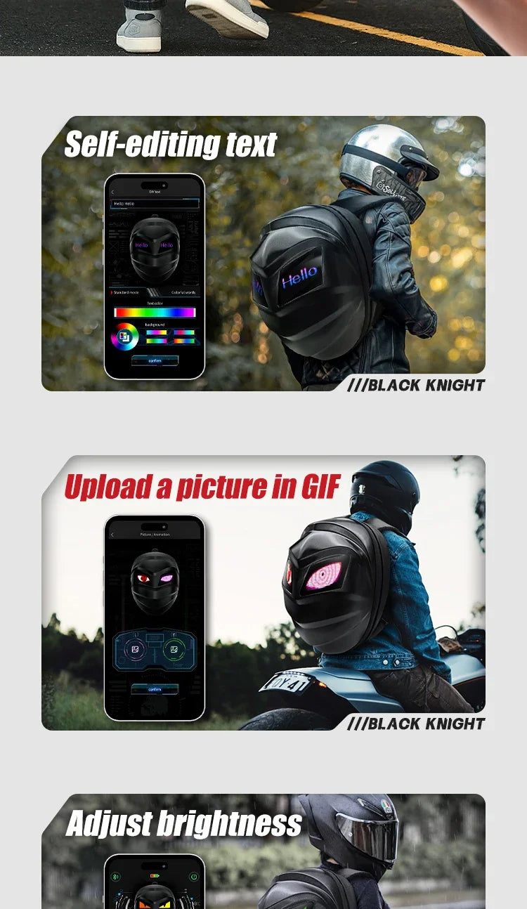 Bolsa LED para motocicleta, Mochila para ciclismo de caballero negro, bolsa para Moto, bolsas para portátiles de 13 pulgadas, Mochila LED, Mochila escolar, bolsa de viaje para bolsillo, Mochila trasera