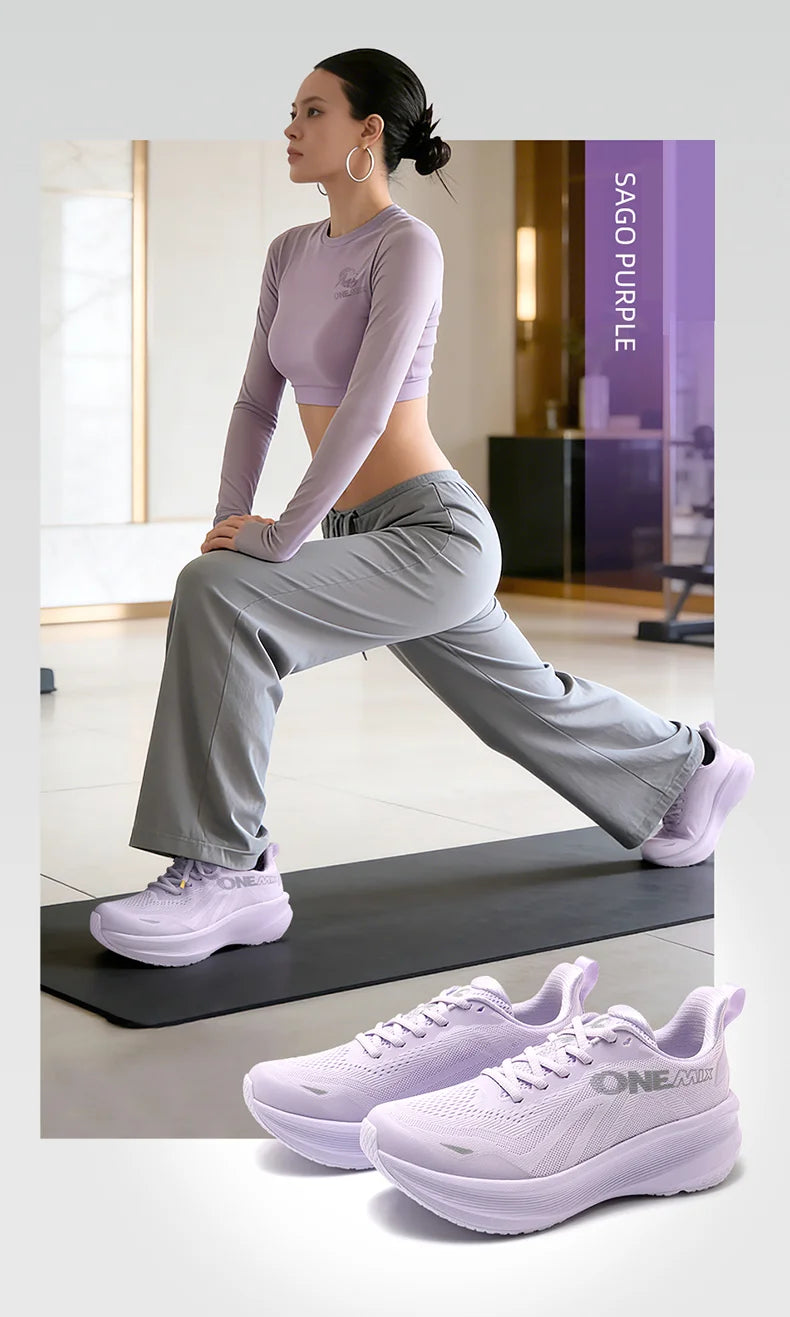 ONEMIX Zapatillas de deporte de malla transpirable y ligeras para mujer, zapatillas para correr con suela suave antideslizante y absorción de impactos, para fitness y uso versátil