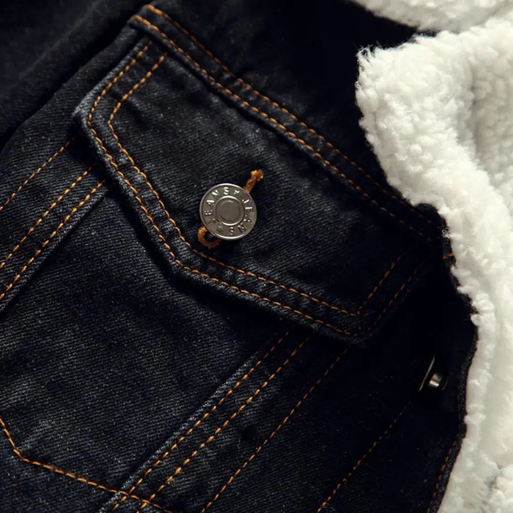Chaqueta de mezclilla gruesa para hombre, abrigo de terciopelo, Parkas de piel, forro polar interior, invierno y otoño