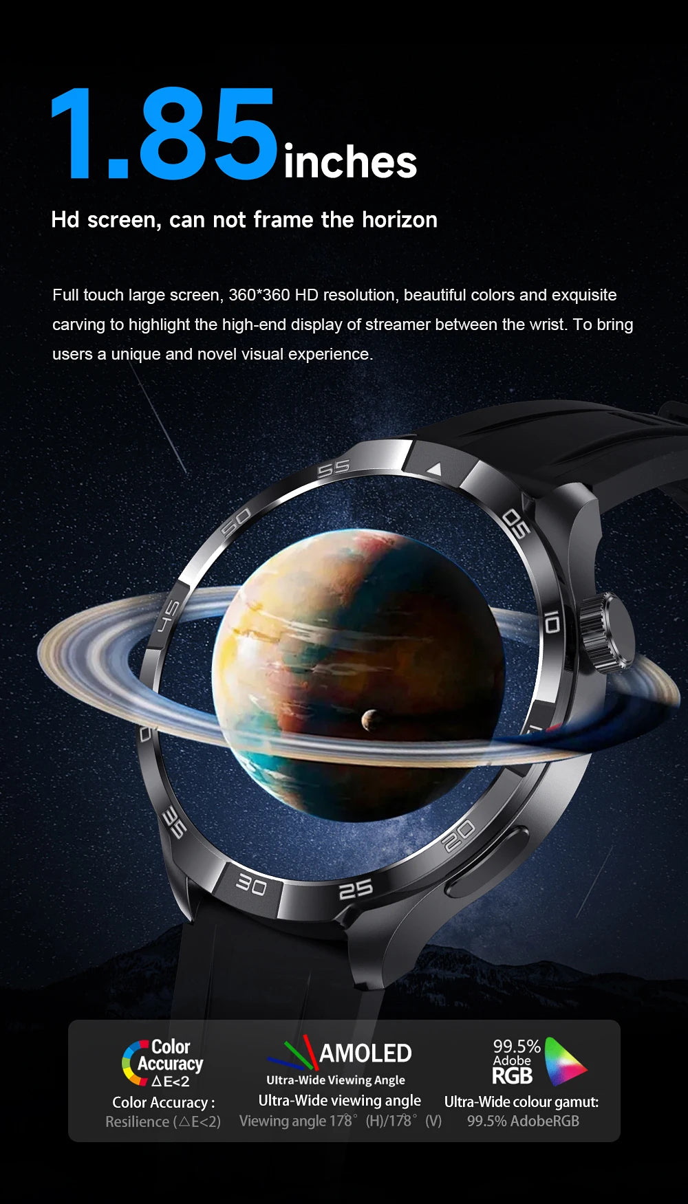 Smartwatch Deportivo con GPS y Brújula – AMOLED 1.85", NFC, IP68, Bluetooth 5.3, 14 Días de Batería