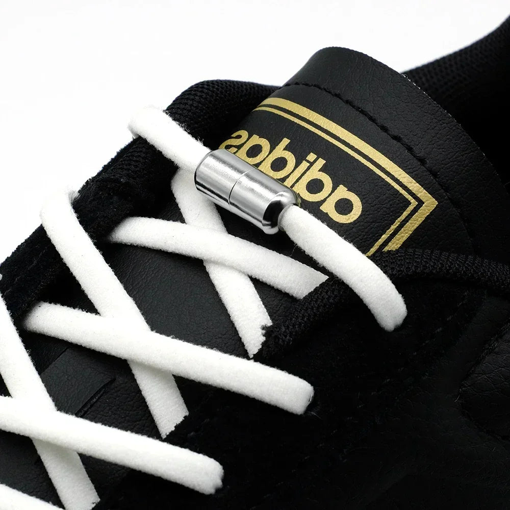 Cordones elásticos sin atar, cordones semicirculares para zapatillas de deporte para niños y adultos, cordones de bloqueo de Metal para perezosos rápidos, cuerdas para zapatos