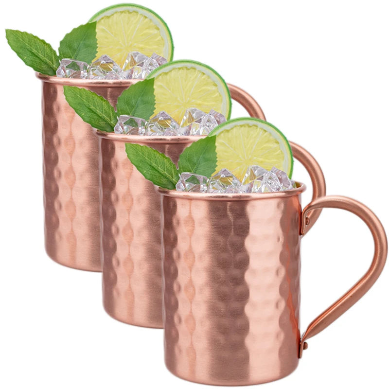 Nuevas tazas 100% cobre puro, tazas Moscow Mule de cobre puro sólido, tazas de cóctel de 400 ml, tazas para cerveza, leche y otras bebidas.