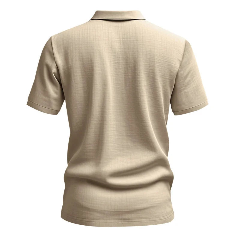 Camisa POLO de manga corta de lino y algodón de alta calidad para hombre, camisa informal holgada y cómoda, camisetas de verano con botones y cuello vuelto